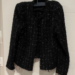 IRO Black Flecked Open-Front Bouclé Jacket